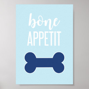 Knochen Appetit Welpen-Geburtstags-Party-Schild Bl Poster