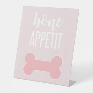 Knochen Appetit Welpen-Geburtstags-Party-Schild ro Sockelschild