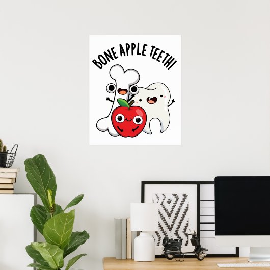 Knochen Apple Teeth Funny Bona Appetit Pub Poster (Heimbüro)