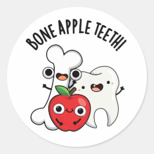 Knochen Apple Teeth Funny Bona Appetit Pub Runder Aufkleber
