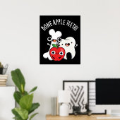 Knochen Apple Teeth Funny Bona Appetit Pun Dark BG Poster (Heimbüro)