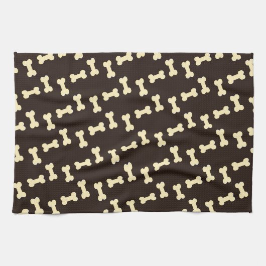 Knochen auf braunem Muster Geschirrtuch (Horizontal)