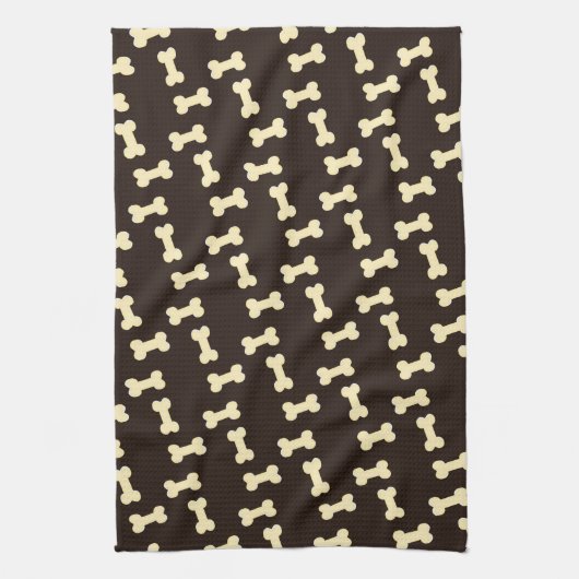 Knochen auf braunem Muster Geschirrtuch (Vertikal)