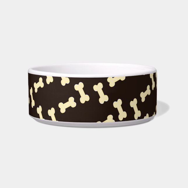 Knochen auf braunem Muster Napf (Vorderseite)