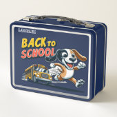 Knochen-Bus zurück zur Schule Metall Brotdose (Rückseite)