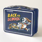 Knochen-Bus zurück zur Schule Metall Brotdose (Vorderseite)