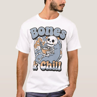 Knochen & Chill Lustiger Skelett entspannt auf ein T-Shirt