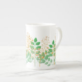 Knochen-China-Cup-Geschenk mit Blume und Blätter Porzellantasse (Vorderseite Rechts)