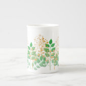 Knochen-China-Cup-Geschenk mit Blume und Blätter Porzellantasse (Vorderseite)