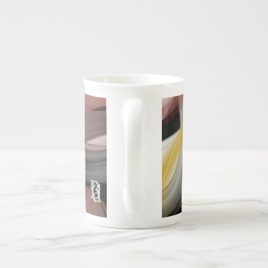 Knochen-China-Tasse Abstrakt Art Schwarz-weiß Powd Porzellantasse (Rückseite)