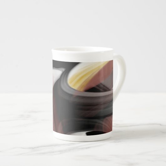 Knochen-China-Tasse Abstrakt Art Schwarz-weiß Powd Porzellantasse (Vorderseite Rechts)