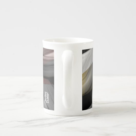 Knochen-China-Tasse Abstrakt Art Schwarz-weiß Powd Porzellantasse (Rückseite)