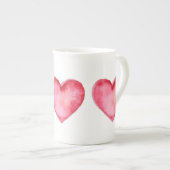 Knochen-China-Tasse - Ein großes rotes Herz Porzellantasse (Vorderseite Rechts)