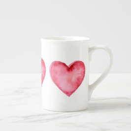Knochen-China-Tasse - Ein großes rotes Herz Porzellantasse