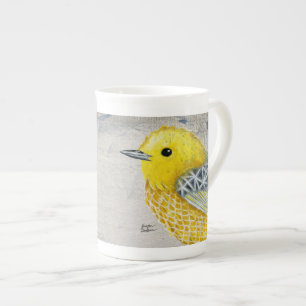 Knochen-China-Tasse gelber Trällerer-Tillys Porzellantasse