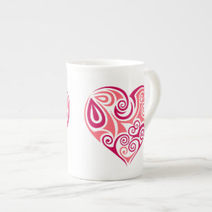 Knochen-China-Tasse - Herz Porzellantasse