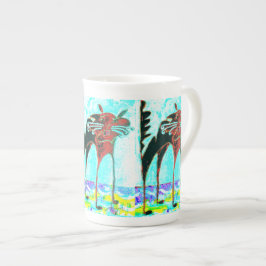 Knochen-China-Tasse Meow-Schreckens-Katze helles Porzellantasse