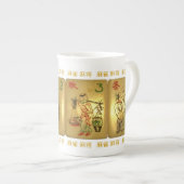 Knochen-China-Tasse mit Jahreszeitfliesen Porzellantasse (Vorderseite Rechts)