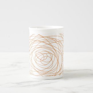 Knochen-China-Tasse - orange Gekritzel Porzellantasse