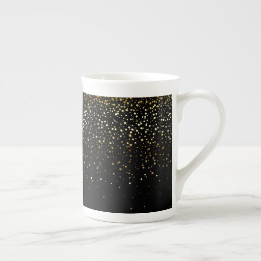 Knochen-China Tasse-Petite Golden Stars-Noir Porzellantasse (Rechts)