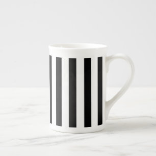 Knochen-China Tasse-Schwarz-Weiß Streifen Porzellantasse