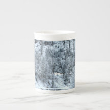 Knochen-China-Tasse - "Winter-Tag bei Yellowstone
