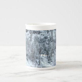 Knochen-China-Tasse - "Winter-Tag bei Yellowstone Porzellantasse