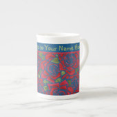 Knochen-China-Tasse zum Personalisieren: Rote Rose Porzellantasse (Vorderseite Rechts)