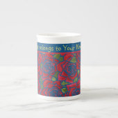 Knochen-China-Tasse zum Personalisieren: Rote Rose Porzellantasse (Vorderseite)
