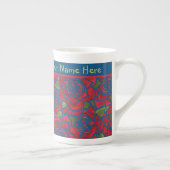 Knochen-China-Tasse zum Personalisieren: Rote Rose Porzellantasse (Rechts)