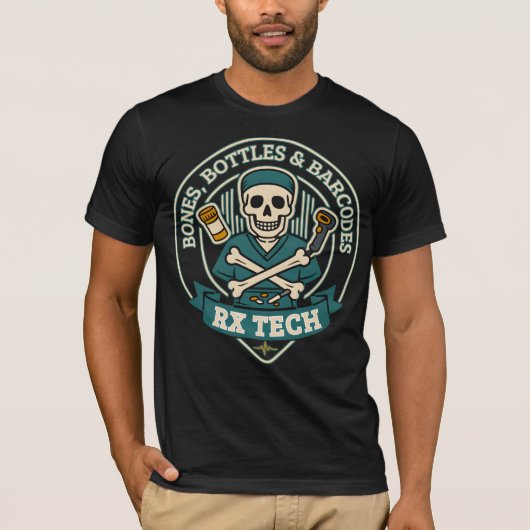Knochen, Flaschen und Barcodes, x Tech Halloween T-Shirt (Vorderseite)