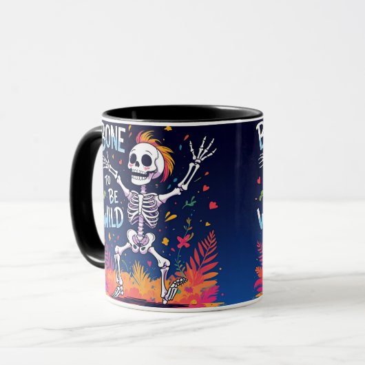 Knochen, frei zu sein | Tanzskeleton Halloween Tasse (Vorderseite Links)