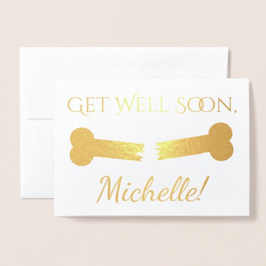 Knochen "Get Well bald" + Individuelle Name, Meldu Folienkarte (Vorderseite mit Umschlag)