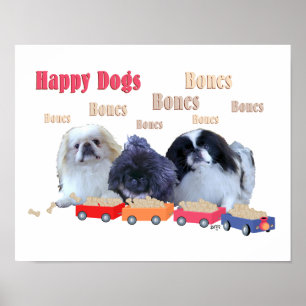 Knochen Happy Hunde Poster
