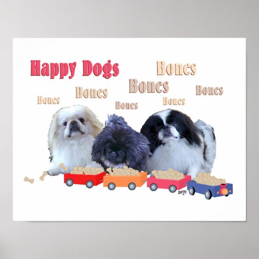 Knochen Happy Hunde Poster (Vorne)