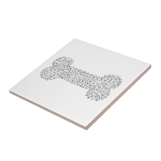 KNOCHEN HundeCartoon Fliese (Seite)