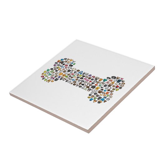 KNOCHEN HundeCartoon Fliese (Seite)