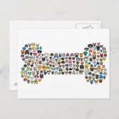 KNOCHEN HundeCartoon Postkarte (Vorne/Hinten)
