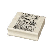 KNOCHEN IM GARTENSKELETON, FOLK ART MOON MOTH GUMMISTEMPEL (Stempel)