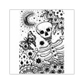 KNOCHEN IM GARTENSKELETON, FOLK ART MOON MOTH GUMMISTEMPEL (Prägung)