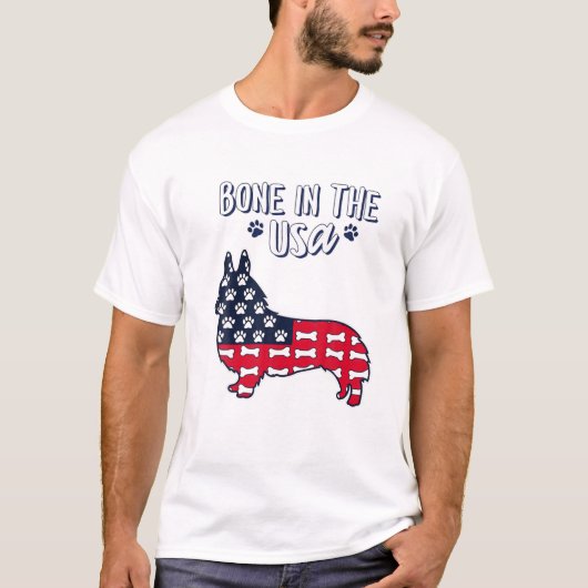 Knochen in den USA Corgi 4. Juli T-Shirt (Vorderseite)