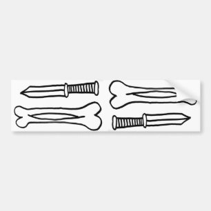 Knochen-Messer X 2 Autoaufkleber