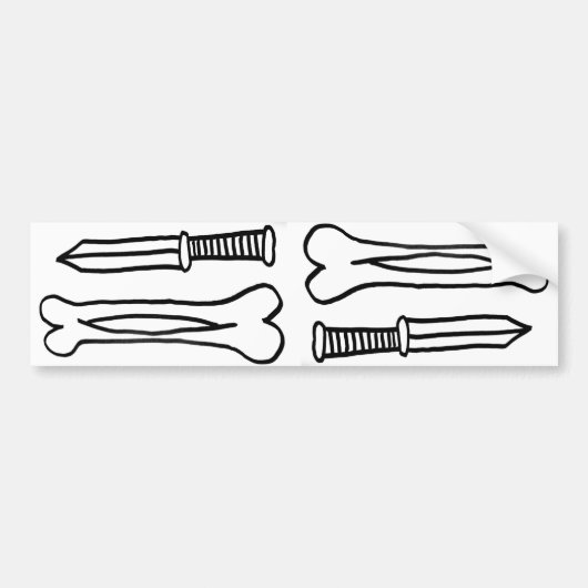 Knochen-Messer X 2 Autoaufkleber (Vorne)