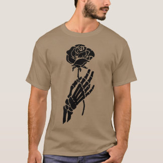 Knochen mit Rose glücklich halbtags lässiges Skele T-Shirt