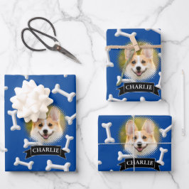 Knochen Muster Hund Individuelle Name Geschenkpapier Set
