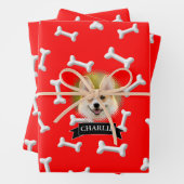 Knochen Muster Hund Individuelle Name Geschenkpapier Set (Beispiel)