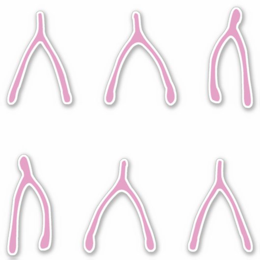 Knochen | Niedlich Pink Wishbone Aufkleber (Vorderseite)