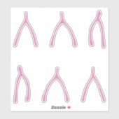 Knochen | Niedlich Pink Wishbone Aufkleber (Blatt)