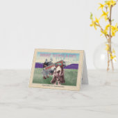 Knochen-Reise!: Dachshundreisegrüße Karte (Gelbe Blume)