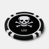 Knochen schwarz 100 gestreifter Poker-Chip Pokerchips (Einzeln)